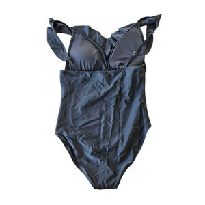 J. Crew Factory Ruffle Shoulder V-Neck One-Piece Swimsuit Size M NWT